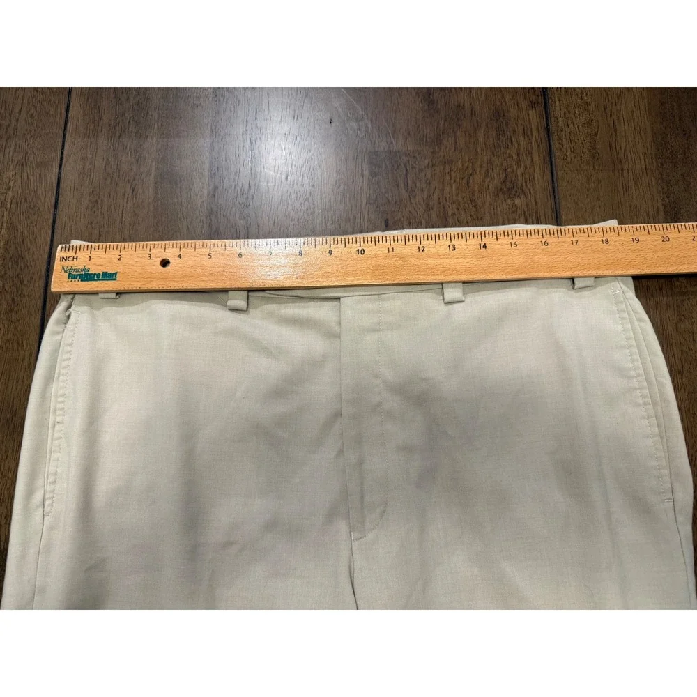 Calvin Klein Mens Khaki Tan Slim Fit Flat Front Dress Pant 36W x 34L Rayon Blend